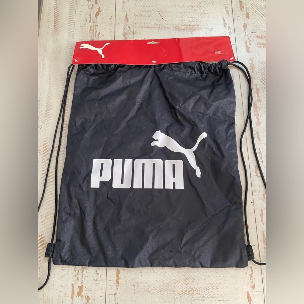 Puma Black Drawstring Gym Sack with White Logo